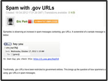Sample spam message containing .gov URLs